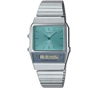Casio Orologio Quarzo Donna, misura cassa 32.00mm con quadrante Blu Analogico e Digitale e cinturino Argento in Cinturino in metallo AQ-800EC-2AEF