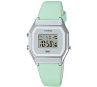 Casio Orologio Quarzo Donna, misura cassa 33.50mm con quadrante Grigio Digitale e cinturino Verde in Cinturino in Pelle LA680WEL-3EF