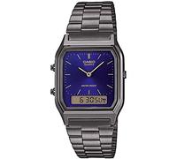 Casio Orologio Quarzo Unisex, misura cassa 30.00mm con quadrante Blu Analogico e Digitale e cinturino Argento in Cinturino in metallo AQ-230EGG-2AEF