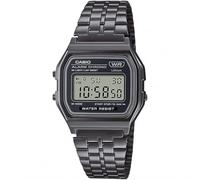 Casio Orologio Quarzo Unisex, misura cassa 37.00mm con quadrante Grigio Digitale e cinturino Argento in Cinturino in metallo A158WETB-1AEF