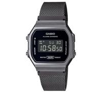 Casio Orologio Quarzo Unisex, misura cassa 37.00mm con quadrante Nero Digitale e cinturino Nero in Cinturino in metallo A168WEMB-1BEF