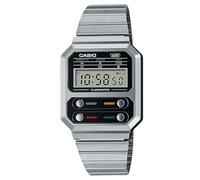 Casio Orologio Quarzo Unisex, misura cassa 40.70mm con quadrante Digital Dial Digitale e cinturino Argento in Cinturino in metallo A100WE-1AEF