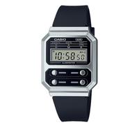 Casio Orologio Quarzo Unisex, misura cassa 40.70mm con quadrante Nero Digitale e cinturino Nero in Plastic/Resin Strap A100WEF-1AEF