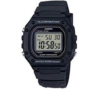 Casio Orologio Quarzo Unisex, misura cassa 43.20mm con quadrante LCD Digitale e cinturino Nero in Plastic/Resin Strap W-218H-1AVEF
