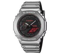 Casio Orologio Uomo G-SHOCK, Analogico-Digitale, Quadrante Nero e Rosso, Cassa in Metallo Argento, Modello GM-2100YRA-8AER