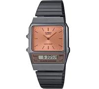 Casio Orologio Vintage Dual Time Acciaio Nero Flat Link AQ-800E-1ADF