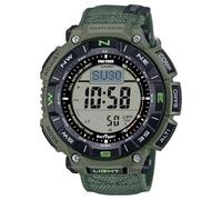 Casio PRO Trek PRG340B-3 Orologio da esterno a energia solare con triplo sensore, cassa in resina bio-basata, cinturino in ecopelle ignifugo, resistenza all'acqua fino a 100 m, verde oliva