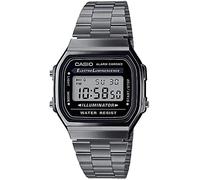 Casio Retro-Vintage - Orologio da polso da unisex al quarzo casual cinturino in acciaio inox nero cassa in resina display digitale nero - A168WGG-1A
