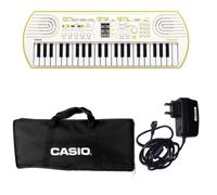 Casio SA-80 Mini Tastiera a 44 tasti, Bianco/Giallo Limone + Bag + Alimentatore