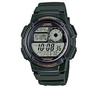 Casio Serie AE1000W | Orologio digitale da uomo | 100M WR | Multi Allarmi | Cronometro 100 SEC | Timer conto alla rovescia | Mappa del mondo per l'ora del mondo | Luce LED | Display analogico LC |