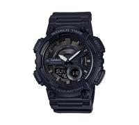 Casio Serie AEQ110BW | Orologio analogico digitale da uomo | 100M WR | Allarmi multipli | Cronometro 100 SEC | Timer conto alla rovescia | Mappa del mondo per l'ora mondiale | Luce LED | Display LC |