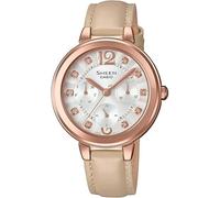 Casio Sheen SHE-3048PGL-7BUER Orologio Donna Cristalli Swarovski Cinturino Pelle