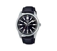 Casio MTP-VD02L-1EUDF Men's Black Leather Watch - Black Dial