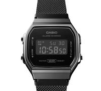 Orologio CASIO A168WEMB-1BDF Acciaio Nero Mesh Chrono Alarm Unisex VINTAGE