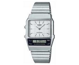 Casio Vintage Doppio Display (32,1 Mm) Quadrante Bianco / Acciaio AQ-800E-7AEF