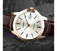 CASIO MTP-V004GL-9AUDF OROLOGIO UOMO PELLE MARRONE DORATO DATA 41mm SOTTOCOSTO