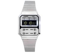 Casio Vintage Sveglia Illuminator Acciaio Inossidabile A100WE-7B Orologio Unisex