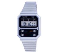 Casio Vintage Sveglia Illuminator Cronometro Calendario A100WE-1A Orologio Uomo