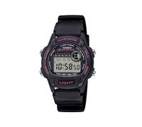 Casio W-220H-1A2VDF Orologio Digitale Unisex Cassa 37mm Cinturino in Resina Nero con Accenti Rosa, Dual Time, Cronometro, Sveglia, Luce LED, Impermeabile fino a 50 metri