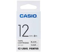 CASIO XR-12X1 - Nastro laminato, 12 mm x 8 m, nero/trasparente