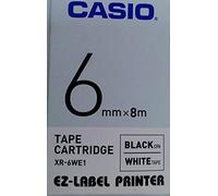 CASIO XR-6WE1 - Nastro laminato, 6 mm x 8 m, nero/bianco