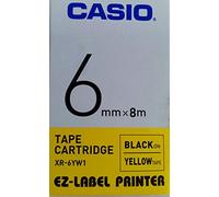 CASIO XR-6YW1 - Nastro da scrittura, 6 mm x 8 m, nero/giallo