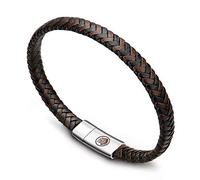 Casisto.J Bracciale pelle uomo - classico bracciale intrecciato a mano nero e marrone magnetica incisa braccialetto uomo con confezione regalo