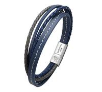 Casisto.J Bracciale pelle uomo - classico bracciale intrecciato a mano nero e marrone magnetica incisa braccialetto uomo con confezione regalo