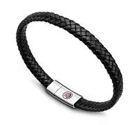 Casisto.J Bracciale pelle uomo - classico bracciale intrecciato a mano nero e marrone magnetica incisa braccialetto uomo con confezione regalo