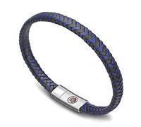 Casisto.J Bracciale pelle uomo - classico bracciale intrecciato a mano nero e marrone magnetica incisa braccialetto uomo con confezione regalo