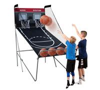 Caskunbsy Macchina da basket pieghevole, con 2 cestini, 8 modalità di gioco, basket, contatore elettronico con 4 palline per bambini e adulti, gioco sportivo