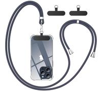 caslord Cordino per Cellulare*1, Patch Universali*2, Adatto a Tutti Gli Smartphone, Cinturino per Cellulare Abbinabile a Qualsiasi Custodia, Regolabile e Rimovibile - Grigio scuro