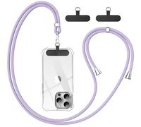 caslord Cordino per Cellulare*1, Patch Universali*2, Adatto a Tutti Gli Smartphone, Cinturino per Cellulare Abbinabile a Qualsiasi Custodia, Regolabile e Rimovibile -Viola chiaro