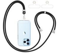 caslord Cordino per Cellulare*1, Trasparente Patch Universali*2, Adatto a Tutti Gli Smartphone, Cinturino per Cellulare Abbinabile a Qualsiasi Custodia, Regolabile e Rimovibile - Nero