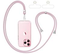 caslord Cordino per Cellulare*1, Trasparente Patch Universali*2, Adatto a Tutti Gli Smartphone, Cinturino per Cellulare Abbinabile a Qualsiasi Custodia, Regolabile e Rimovibile - Oro rosa