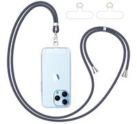 caslord Cordino per Cellulare*1, Trasparente Patch Universali*2, Adatto a Tutti Gli Smartphone, Cinturino per Cellulare Abbinabile a Qualsiasi Custodia, Regolabile e Rimovibile - Blu