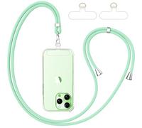 caslord Cordino per Cellulare*1, Trasparente Patch Universali*2, Adatto a Tutti Gli Smartphone, Cinturino per Cellulare Abbinabile a Qualsiasi Custodia, Regolabile e Rimovibile - Verde menta