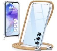 caslord Cover con Cordino per Samsung Galaxy A55, Trasparente Custodia con Cordino a Tracolla Cordino Regolabile, Ultra Sottile Morbido Silicone TPU Antiurto AntiGraffio Protettiva Case (Arcobaleno)