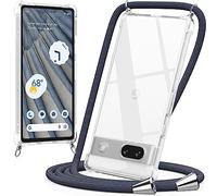 caslord Cover per Google Pixel 7A, Custodia con Cinghia per Appendere la Custodia per Cellulare in TPU [Antiurto] [Protezione Fotocamera] [Lunghezza Regolabile] - Grigio scuro