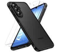 caslord cover per Samsung Galaxy A17 5G/4G con 2 Vetri Temperati [Antiurto] Custodia per Cellulare, Retro Opaco Traslucido Anti-Impronte, Custodia a libro con Samsung A17-Nero