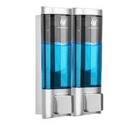 CASMIGC 2 Pezzi Dispenser di Sapone Manuale, 200 ml Dispenser di Sapone da Parete, per lo Shampoo Liquido Doccia, Dispenser Sapone Muro, Due Metodi di Installazione, Adatti per Liquido o Gel, Argento