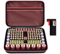casmilee Custodia per batterie e custodia con tester per batterie 162 AA AAA 4A C D 9 V 3 V litio LR44 CR2 CR123 CR1632 CR2032 18650 batterie a bottone - rosso, solo caso