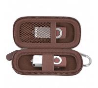 casmilee Custodia per chiavetta USB per SanDisk/Samsung/per Kingston, solo | Organizer per 2 unità flash, tasca a rete, fascia elastica e moschettone, per studenti, ufficio, viaggi, marrone scuro