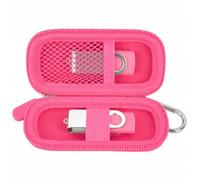 casmilee Custodia per chiavetta USB per SanDisk/Samsung/per Kingston, solo | Organizer per 2 unità flash, tasca a rete, fascia elastica e moschettone, per studenti, ufficio, viaggi, colore: rosa