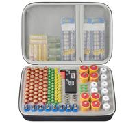 Casmilee Organizzatore e tester per batterie, contiene 140 + batterie AA AAA C D Cell 9 V 3 V al litio LR44 CR2 CR1632 CR2032 a bottone giallo