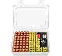 Casmilee Scatola di conservazione per batterie, contiene 40 batterie AA e 50 AAA, con tester per batterie, organizer in plastica, scatola per batteria, borsa per batteria (solo scatola)