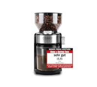 CASO Barista Crema - macina caffe' elettrico con macine piane, 150 W, capacità 190 g (da 1 a 12 tazze) e contenitore raccoglitore estraibile fino a 140 g, 48 livelli di macinatura, acciaio inox