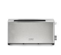 CASO Classico T 2 - Tostapane di design, alloggiamento in acciaio inox, regolazione ottimale del grado di tostatura su 5 livelli, con inserto per panini, con funzione di riscaldamento e scongelamento,