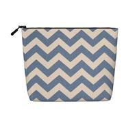 Caso cosmetico portatile della banda beige blu della canapa falsa, grande borsa di trucco resistente all'acqua di viaggio del sacchetto di toilette