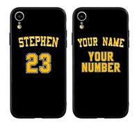 Caso del telefono del Jersey di pallacanestro su ordinazione per iPhone XR, copertura protettiva in vetro temperato antigraffio di stile sportivo personalizzato